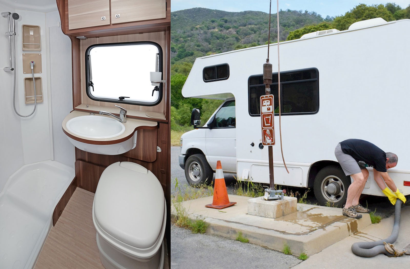 Portable RV/camper toilet and holding tank setup in Cherryvale, South Carolina