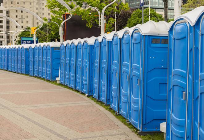 Seasonal porta potty units set up at a Cherryvale, South Carolina venue